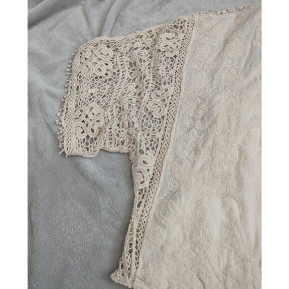 Democracy Wmns top sz XL crochet lace + embroidery+ camisole100% cotton see meas - Picture 4 of 11